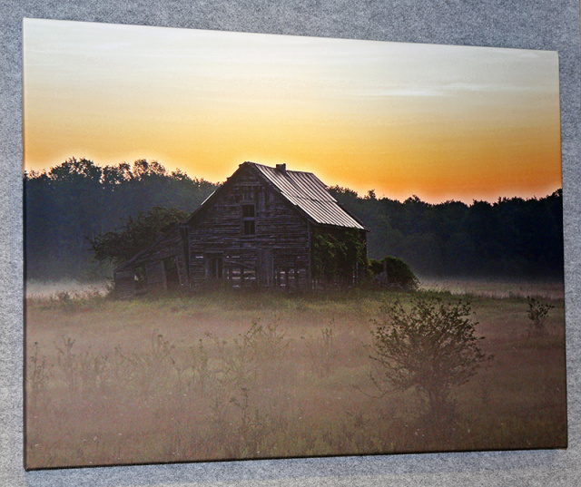 Ocqueoc Road Barn in Fog - 40" x 36" x 1.5"